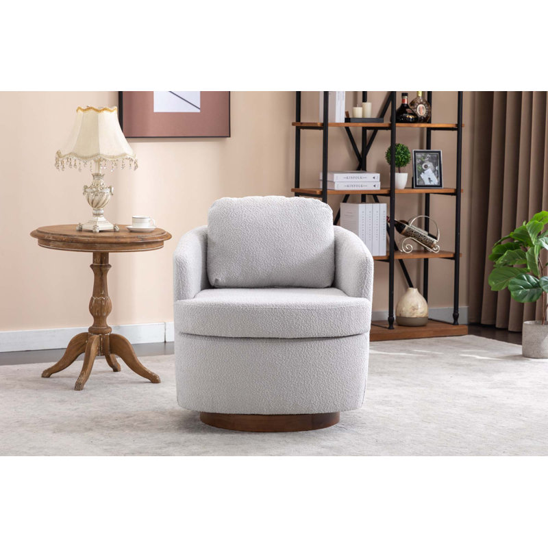 Fauteuil d'appoint pivotant en tissu de lin, Tissu gris pâle