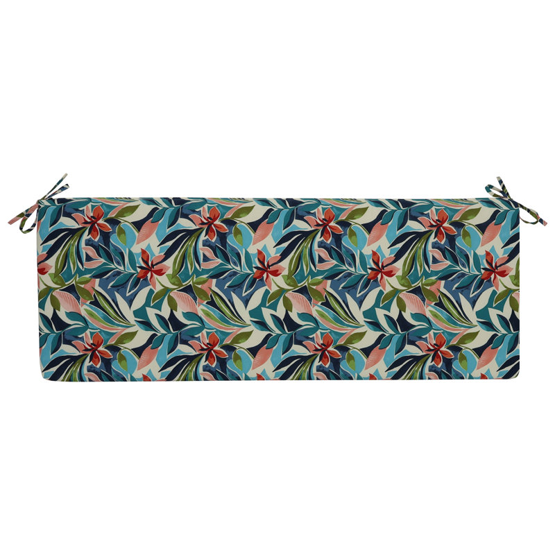 Outdoor Bench Cushion, Ivory/Blue/Somap Multi Floral
