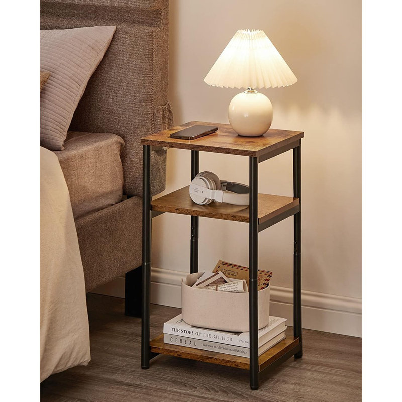 Petite table de bout, grande table de chevet pour le salon, la chambre à coucher, le bureau, la salle de bain, brun rustique et noir classique ULET273B01