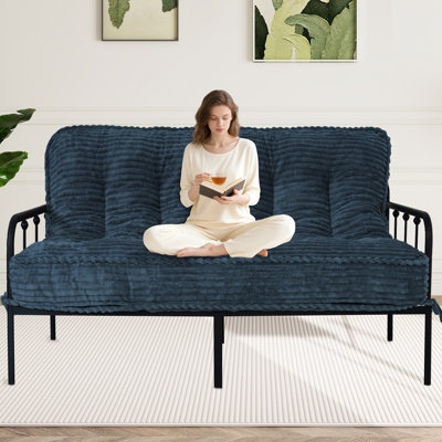 8 Inches Futon Mattress Full Size, Extra Thick Futons Sofa Couch Bed Japanese Foldable Floor Mattress for Adults, Folding Mattres Shredded Foam Filling (Frame Not Included), Black