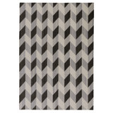 Flatweave Wool Geometric Area Rug in Black And Coffee