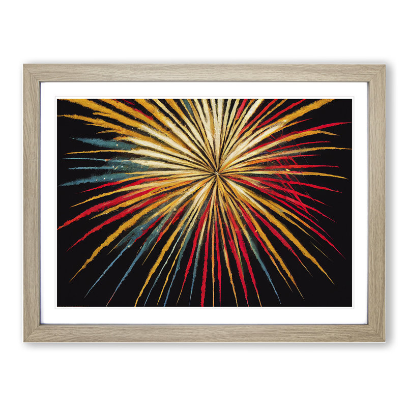 Unbeatable Fireworks - Framed Print, 25cm H x 34cm W x 2cm D, Oak Framed