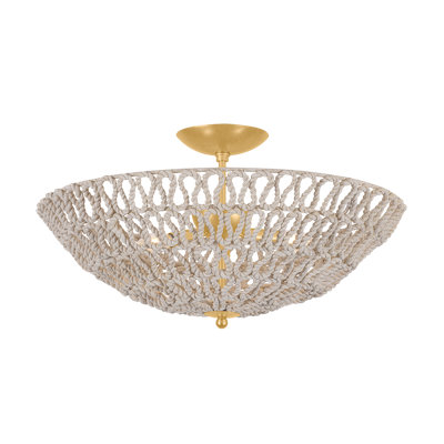 Pleasant Plains 24" 3-Light Abaca Semi Flush Mount