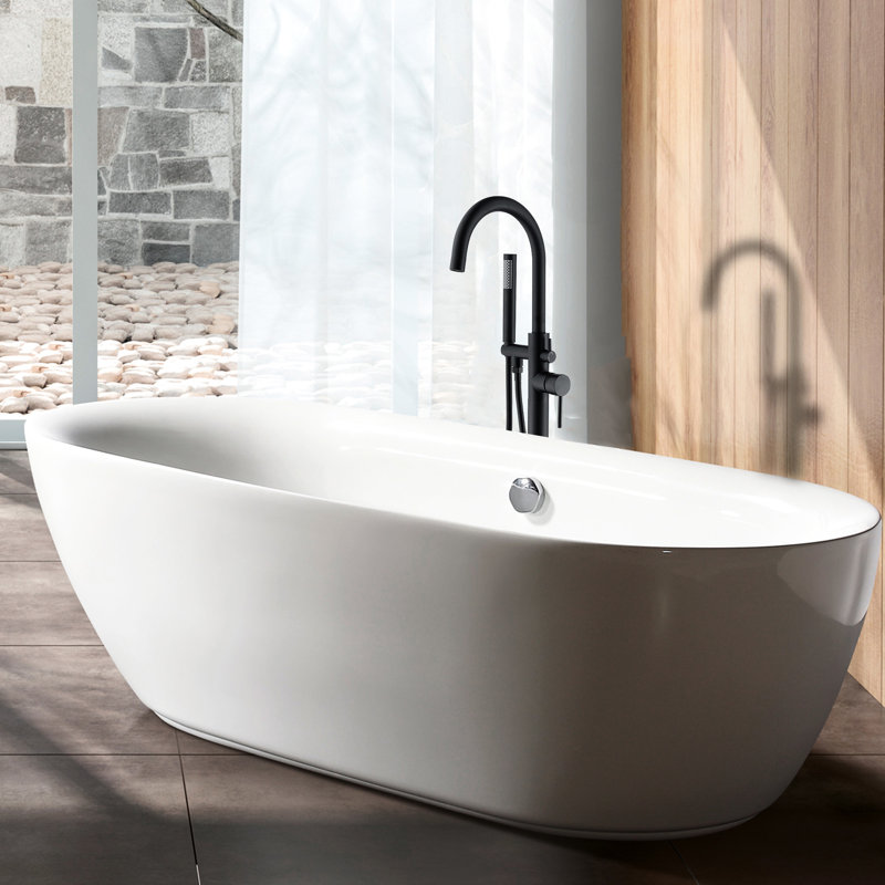 Robinet de baignoire autoportant avec douche à main, noir mat, 6,42 po Hauteur spécifiée pour durer