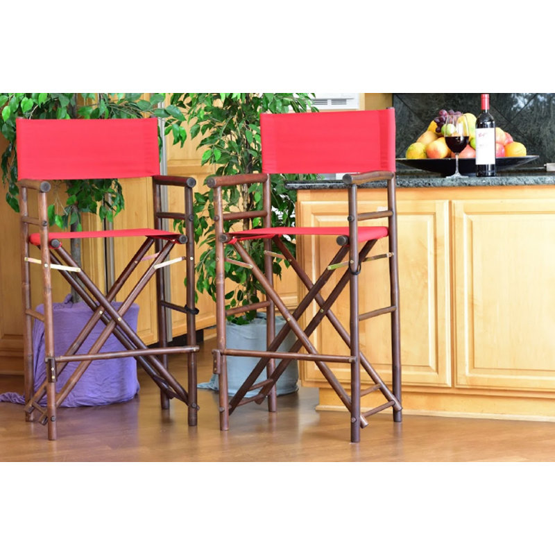 Tabouret de bar de patio en bambou 30 "Allard, Rouge