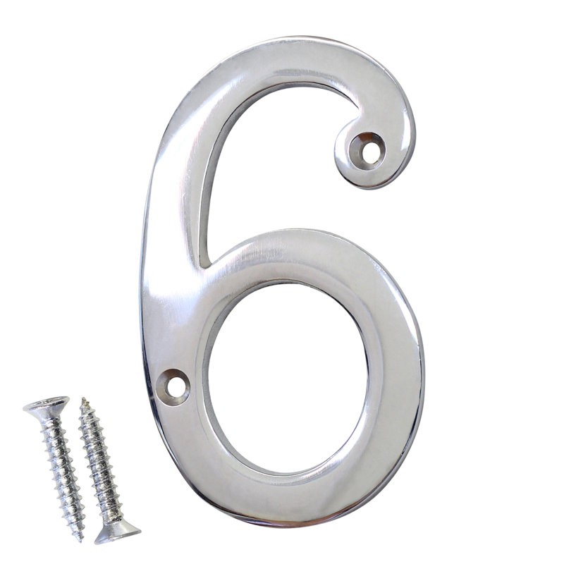 Numéro de maison 4 po, Chrome poli, 6