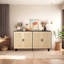 Armoire de rangement 62,2 po en rotin 4 portes