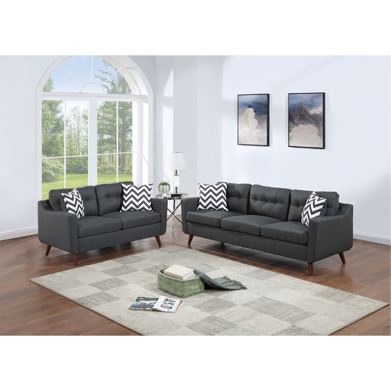 Causeuse moderne avec coussins et coussins 2 pièces, Noir