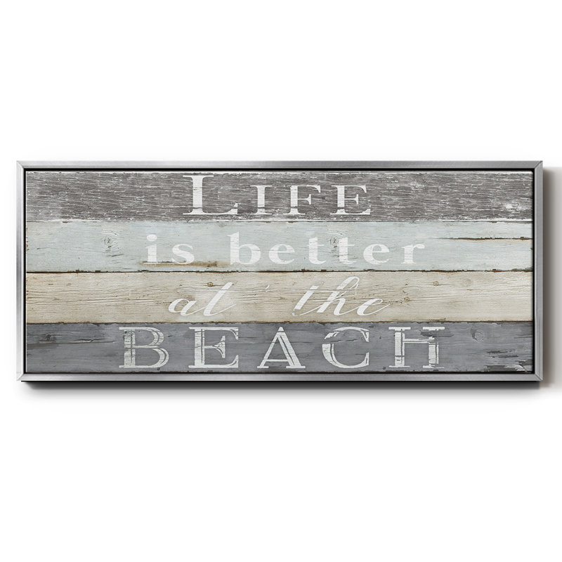 Life Better Beach- Framed Canvas, 8" H x 20" W