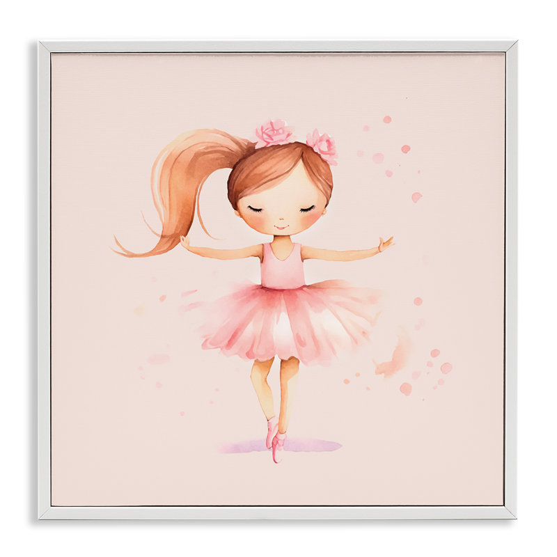 Petite fille danseuse, estampe numérique encadrée par Andrea Haase, Giclée encadrée blanc bord de mer, H 17 po x l 17 po