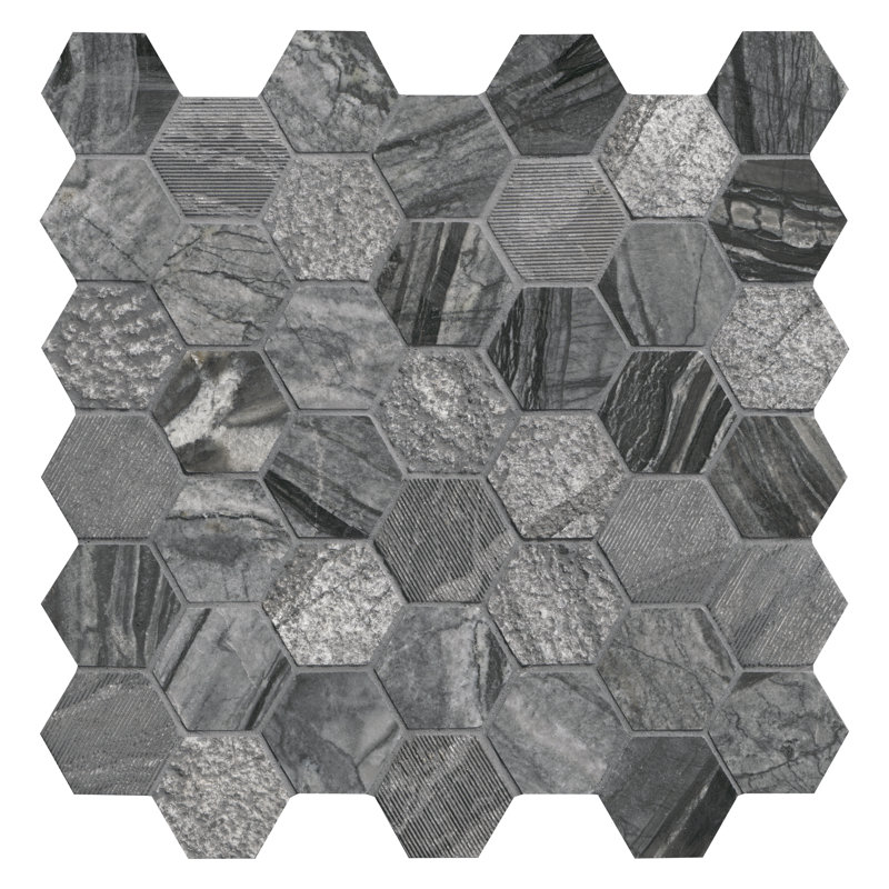 Gravelle Hexagon 12 in. x 12 in. Polished Marble Mosaic Floor and Wall Tile