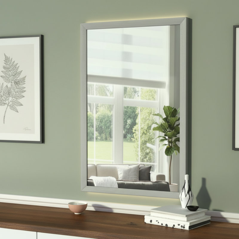Standard Nickel-Plated Rectangular Wall-Mounted Mirror