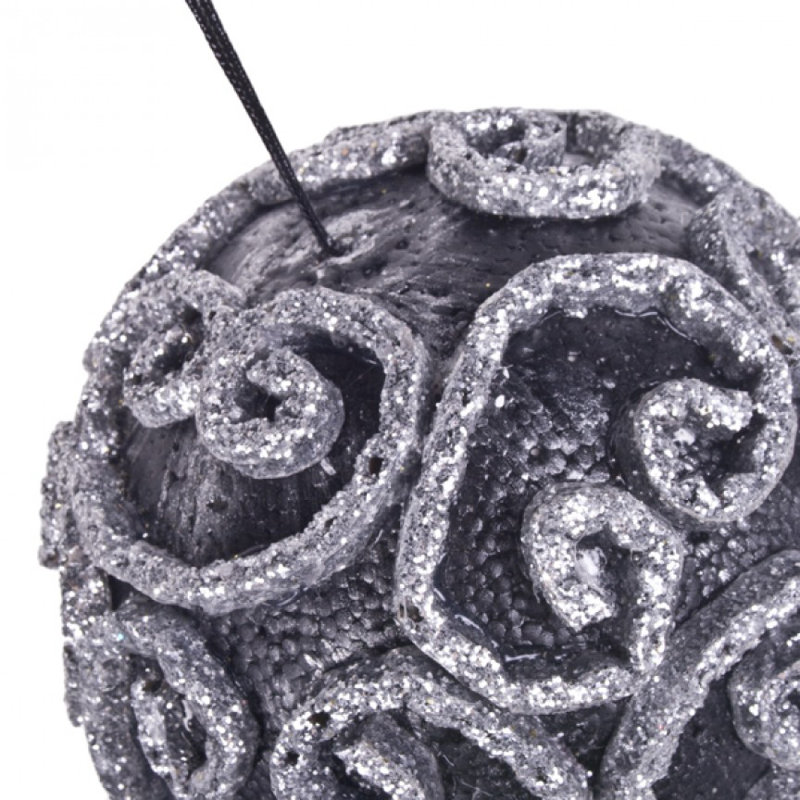 11cm Bauble, Black / Silver