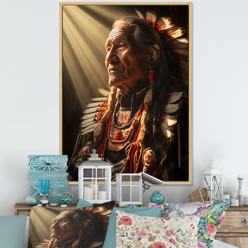 Yanisa Native Art Grandfather Suns, Cadre naturel flottant, H 40 po x l 30 po x P 1,5 po