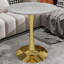 Table d'appoint ronde en marbre avec base piédestal conique, idéale pour le salon, design minimaliste moderne-333567532-333567535