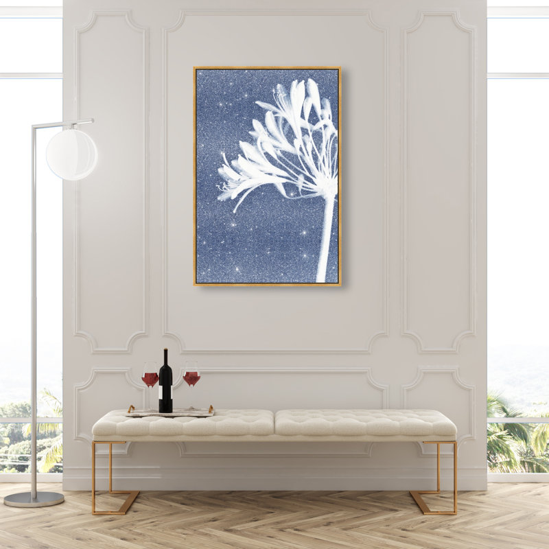 Cyan Bloom Print by Oliver Gal, 31"H x 46"W, Gold Floater Frame