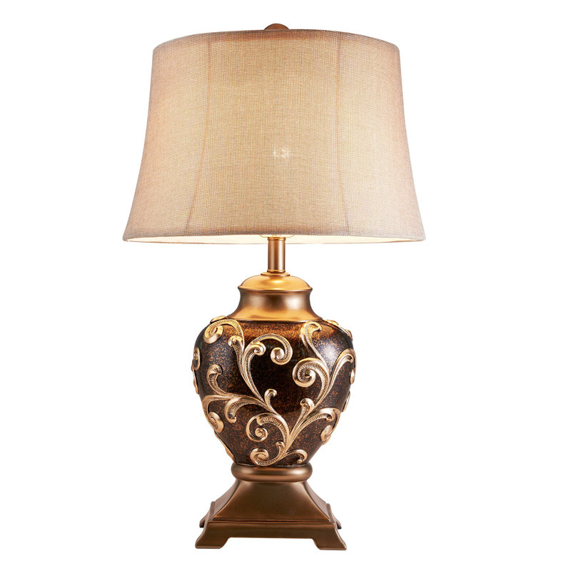 Resin Table Lamp, Gold/Beige