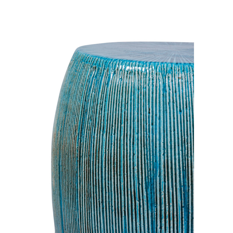 Ceramics Accent Stool, Aquamarine Texture Gloss