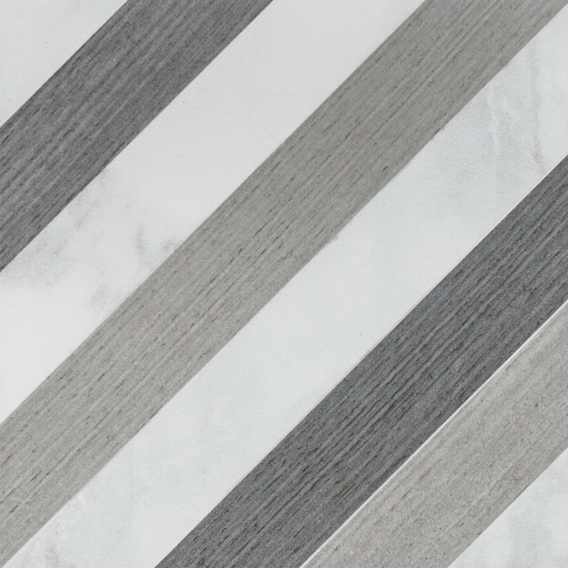 Palace 8" x 8" Geometric Pattern Matte Porcelain Tile, Gray/White