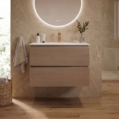 Kersha 30 Inch Single Bathroom Vanity with Ceramic Top with Overflow, Pre-Assembled