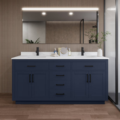 Beckett TK 72'' Double Bathroom Vanity with Cultured Marble Top