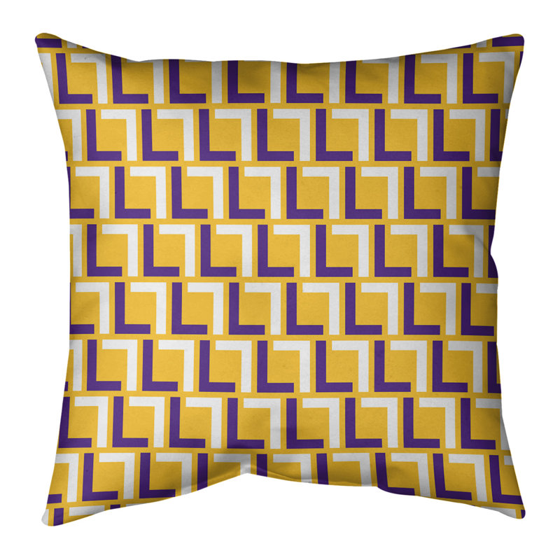 Housse de coussin Minnesota Football Luxury, Jaune / Mauve, 14 po x 14 po, Faux lin