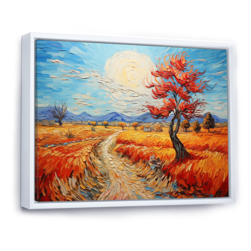 Vangogh Autumn Path III, encadré sur toile par Vincent Van Gogh, peinture, H 12 po x l 20 po x P 1 po, Cadre flottant blanc