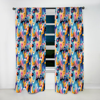 Multicolor Funky Cool Geometric Shapes Pattern I - Abstract Room Darkening Curtain - 1 Panels