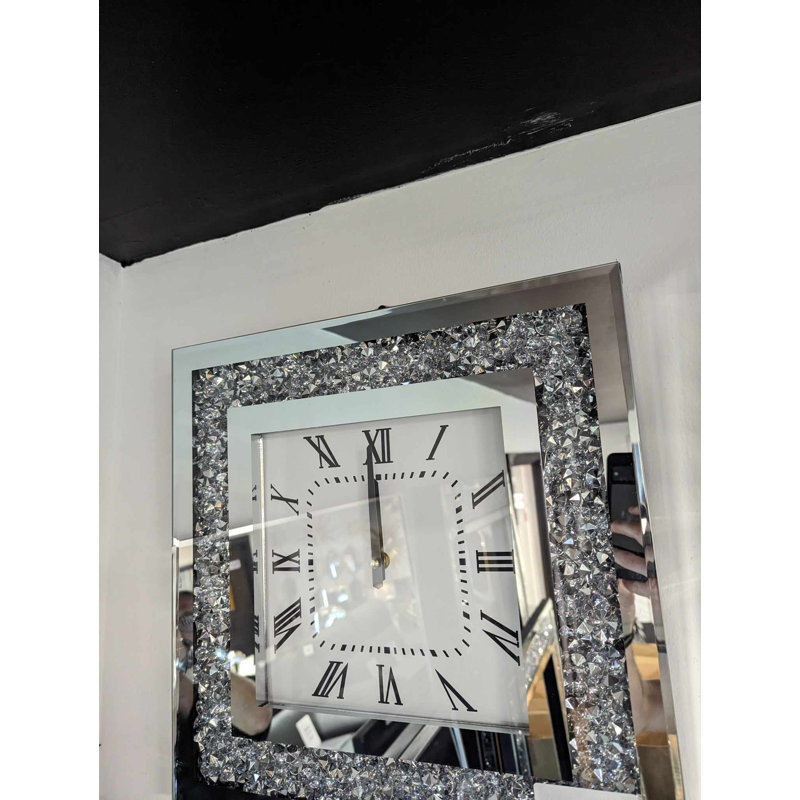 Nova Square Crushed Diamond Wall Clock