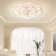 Acea 34.6" White Flower Ceiling Fan With Dimmable Light Modern LED Flush Mount Ceiling Fan Light Remote