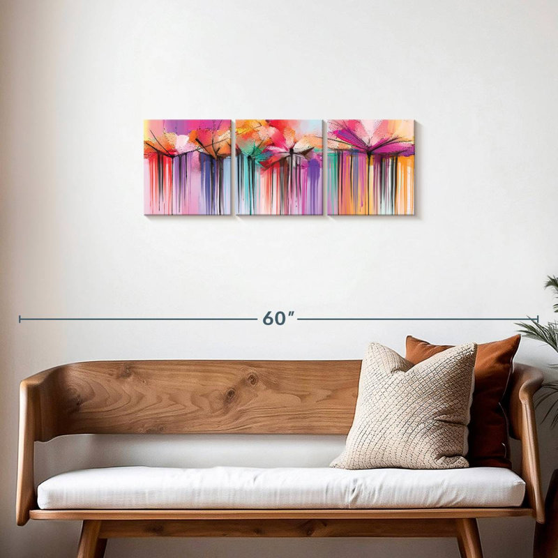 «Flowers Paint Drip», reproduction sur toile, H 12 po x l 38 po