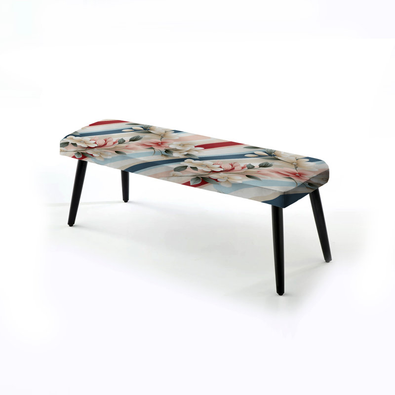 Élégant motif floral rayé - banc rembourré noir rayé