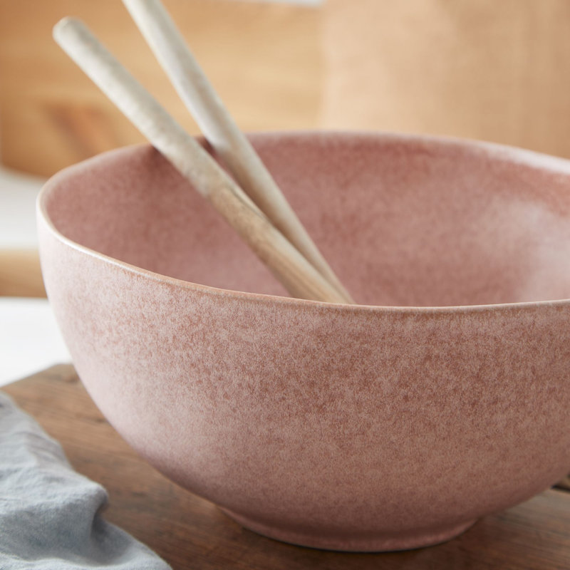 Livia Stoneware Serving Bowl, Mauve Rose