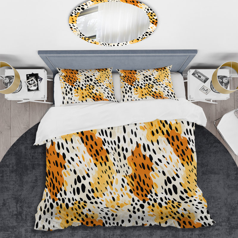 Ensemble de housse de couette jaune et noir à imprimé guépard sauvage III, Housse de couette pour très grand lit et 2 très