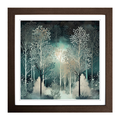 Winter Forest Art Deco - Single Picture Frame Print on Wood