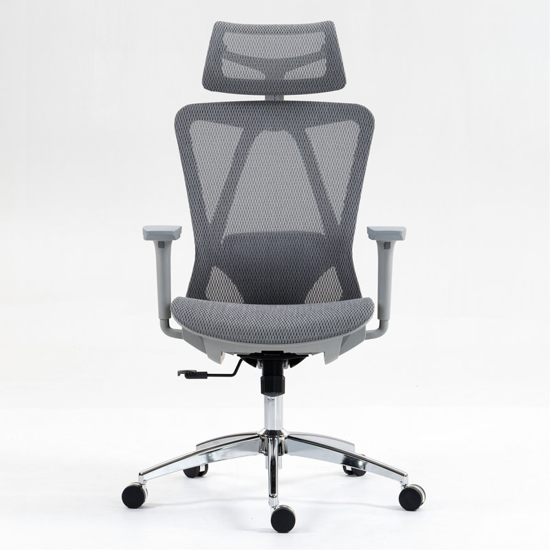 Fauteuil de bureau en filet respirant à haut dossier avec support lombaire réglable, réglable en hauteur, 3D, couleur grise, style artistique pour utilisation, bureau de remplissage de mousse,