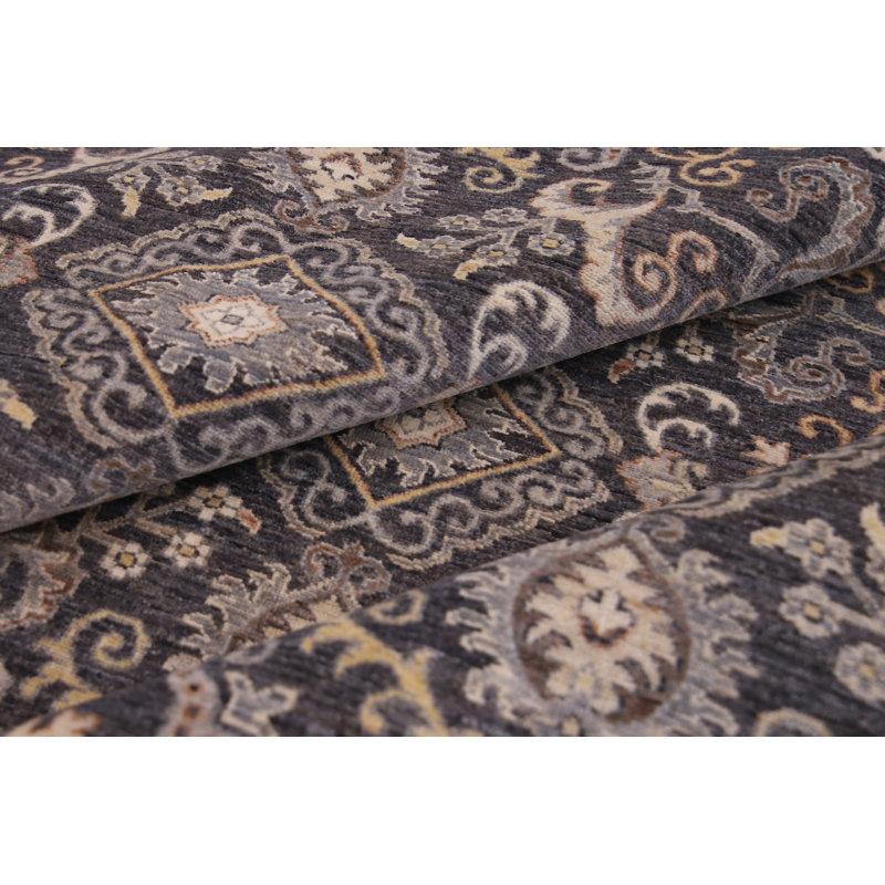 Hand-Knotted High-Quality Dark Gray Area Rug