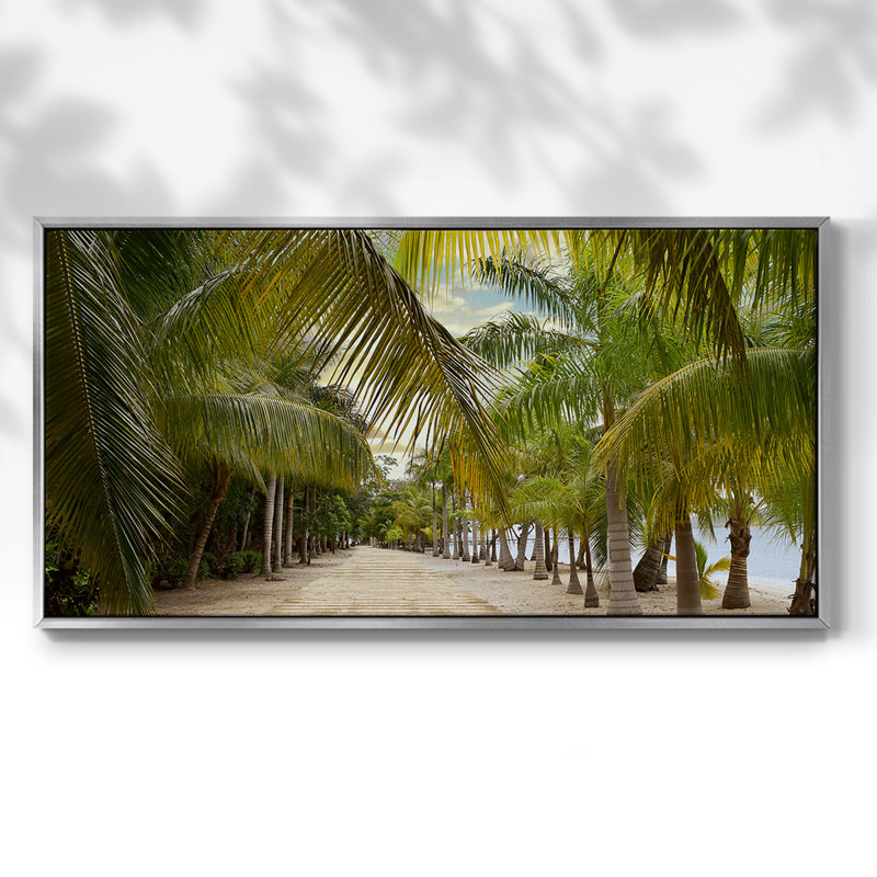 Passerelle tropicale - Toile tendue avec châssis encadré - Prêt à accrocher, H 21 po x l 41 po, Argent argent