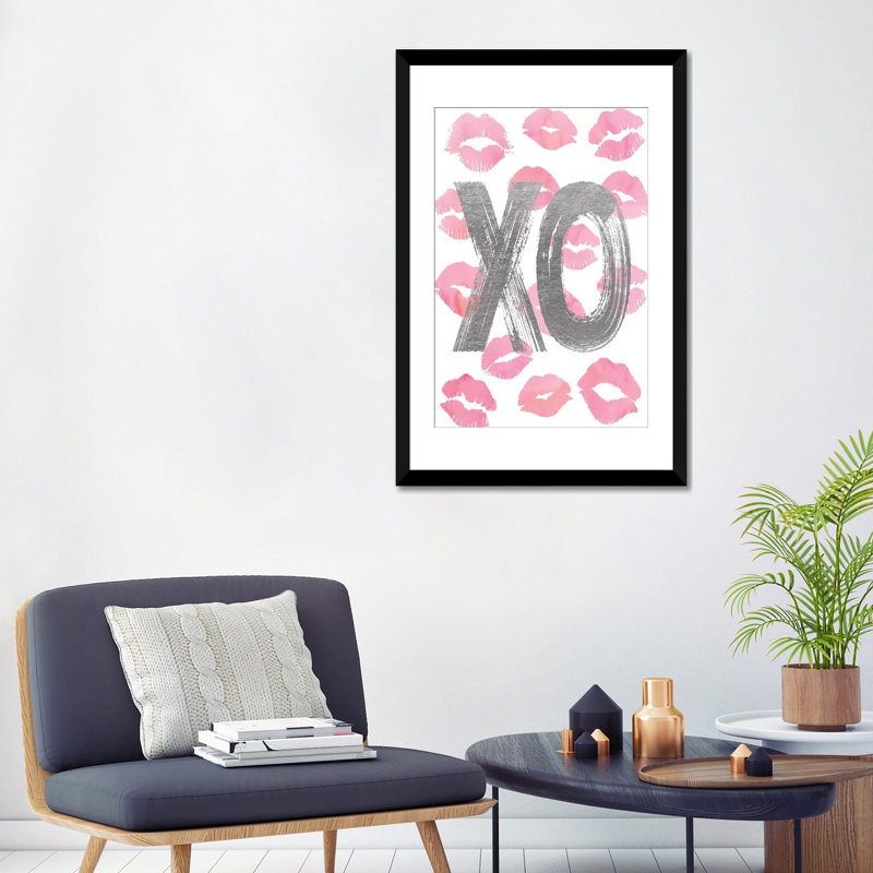 « love ox rose », impression sur toile tendue, Papier d'art encadré noir, Blanc, H 24 po x l 16 po x P 1 po