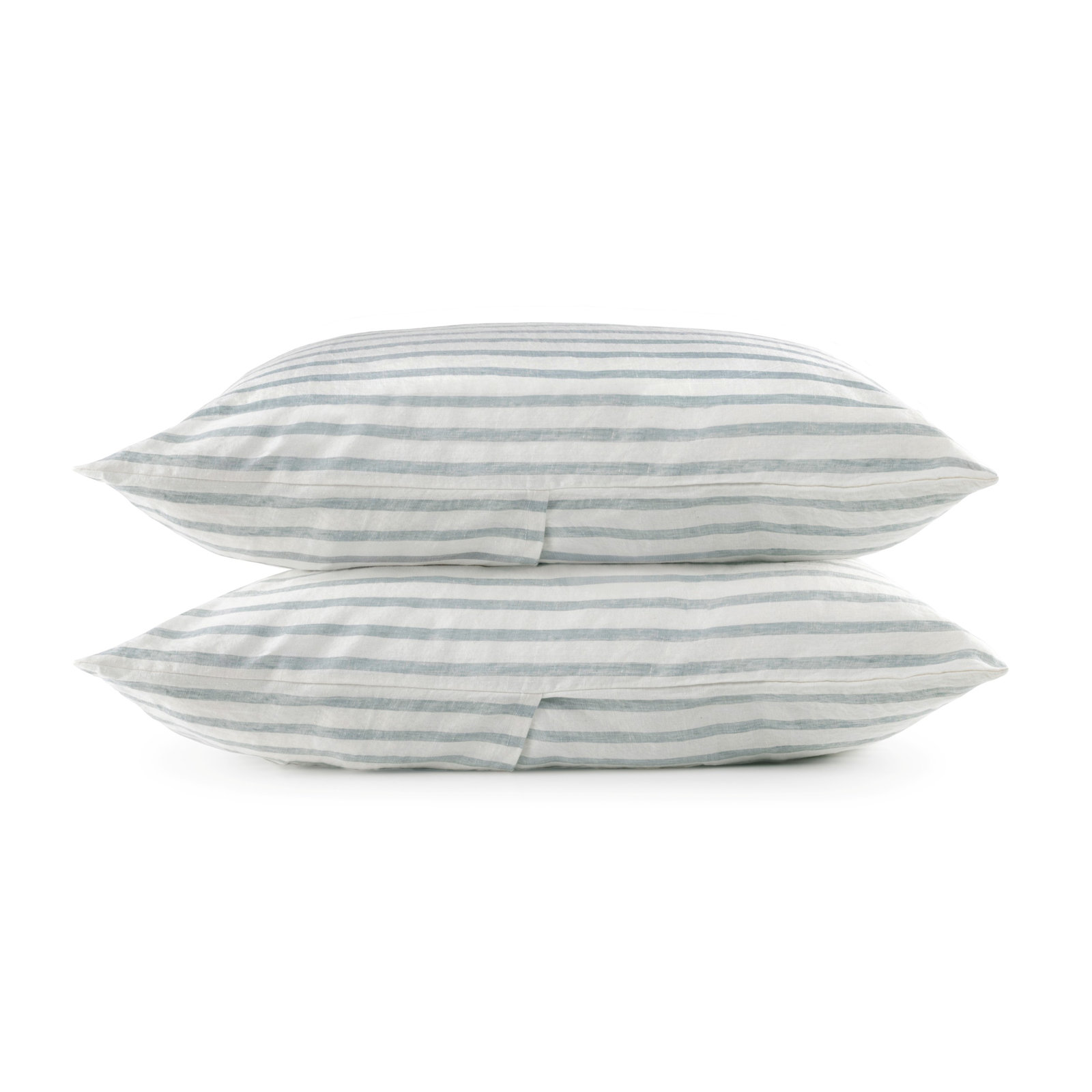 100% French Linen Pillowcase Set, King Pillowcase, Cream/Wave Striped