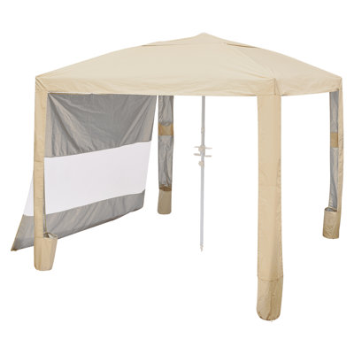 Beach Cabana, 8 x 8 ft Beach Canopy with Side Wall, UPF 50+ Protection Easy Setup Cabana Tent with Sand Pockets, Adjustable Height Portable Shade Sun Shelter Umbrella for Family & Friends, Khaki