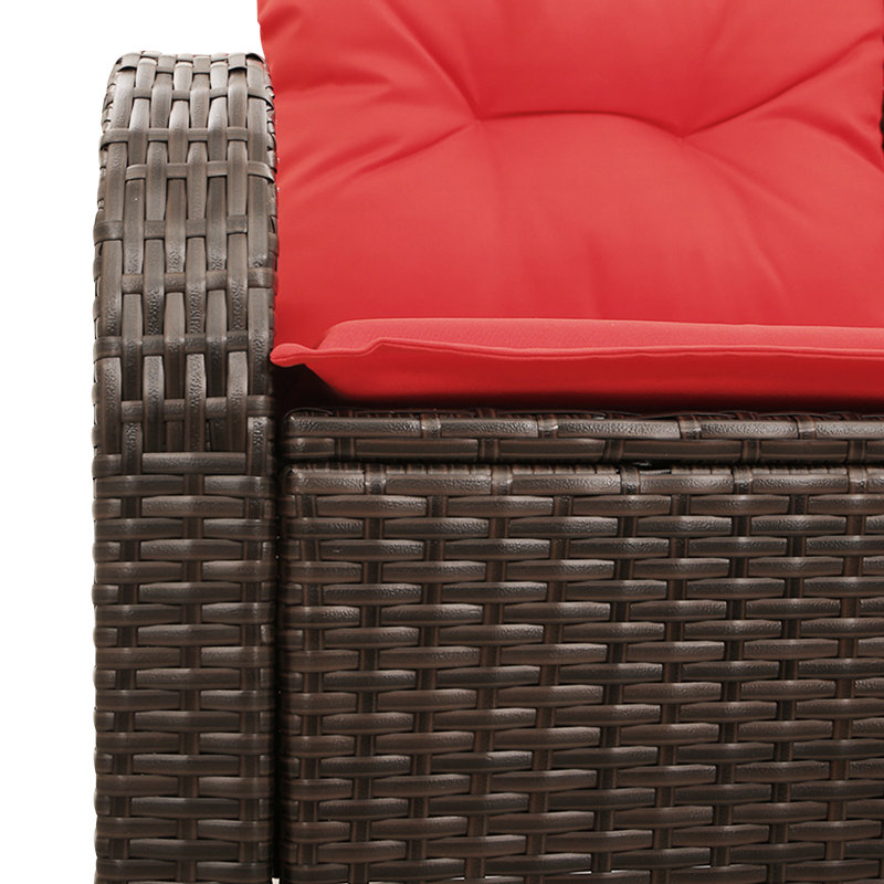  Canapé de jardin 2 places avec coussins en rotin de polyester brun, Brun