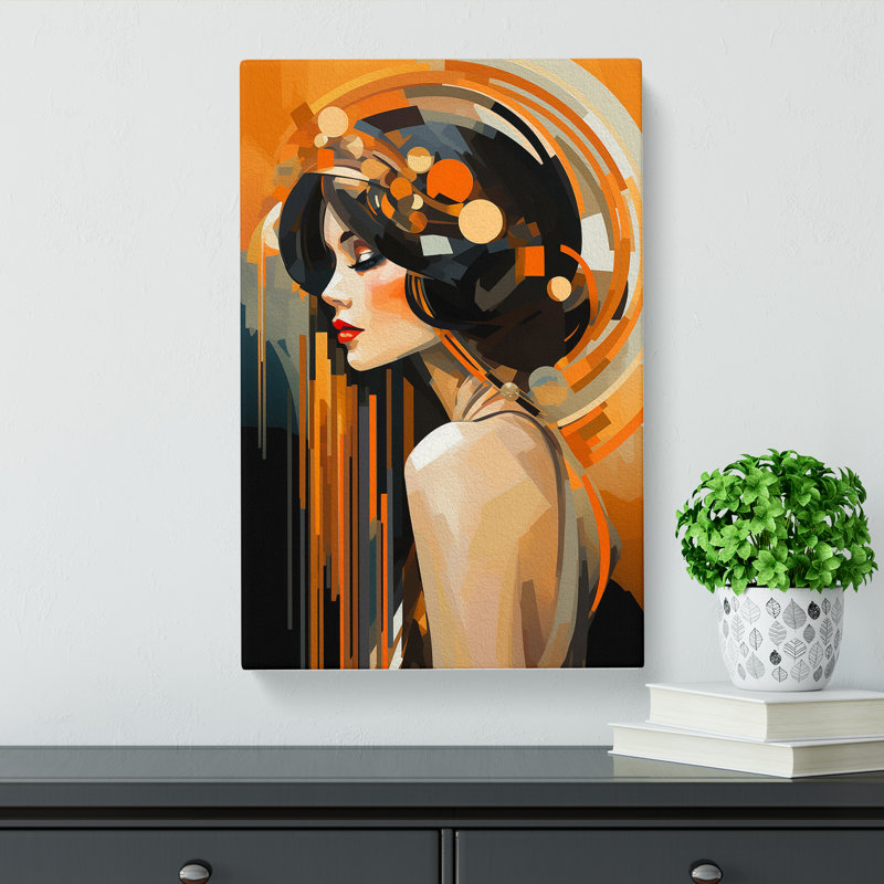 Art Deco Woman Gestural - Wrapped Canvas, 60cm H x 40cm W x 3cm D