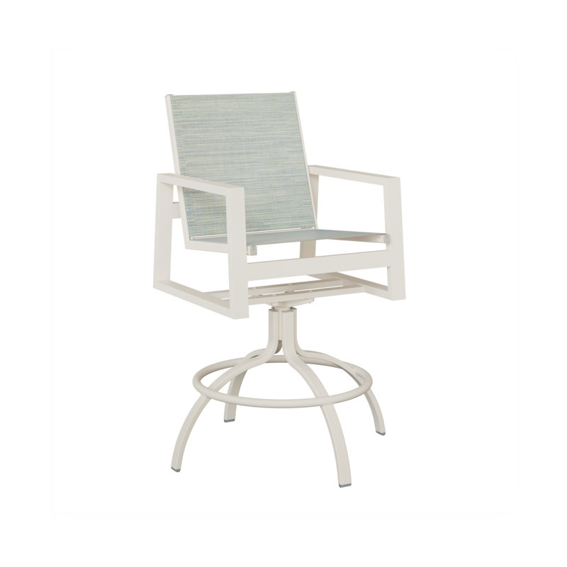 Chaise de bar pivotante en aluminium blanc mat avec tissu Sling Martinique Berlin Gardens Vida, Blanc mat, Martinique