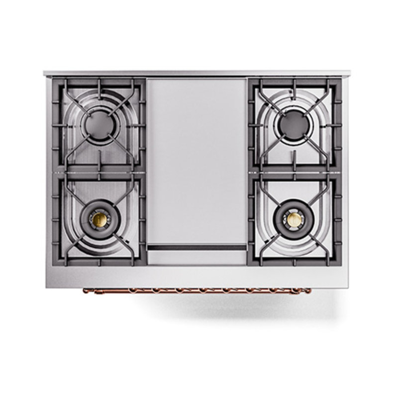 ILVE Nostalgie II Noblesse 36 in Dual Fuel Range, Emerald Green/Copper, Liquid Propane
