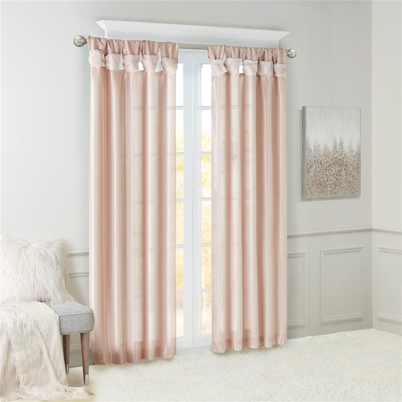 Twist Tab Lined Window Curtain Panel, 50" W x 108" L, Blush