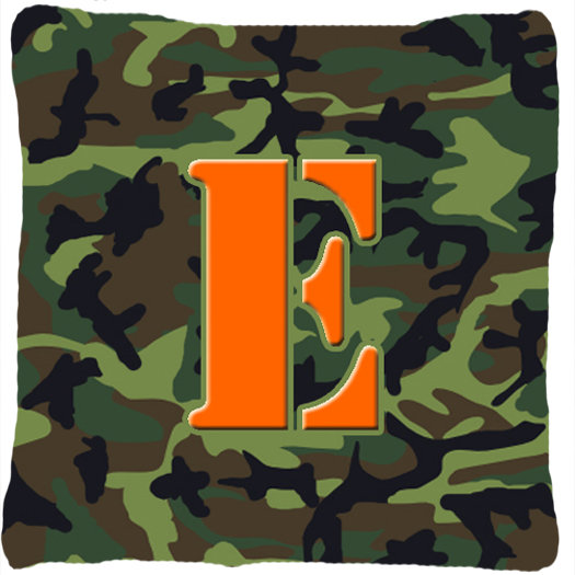 Monogramme initiale Camo intérieur/extérieur Throw Pillow, E
