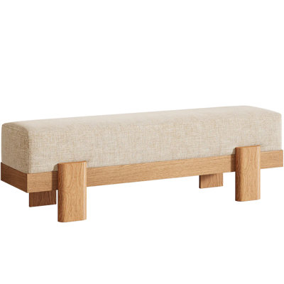 Style nordique, 55 po, rembourré, banc de cuisine, look contemporain, coussin moelleux, pièces faciles à assembler, banc de café rembourré avec siège et base