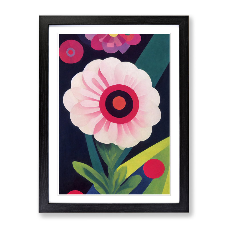 FRM-V0523-360X Carnation Flower Abstract - Single Picture Frame Print, 34cm H x 25cm W x 2cm D, Oak Framed