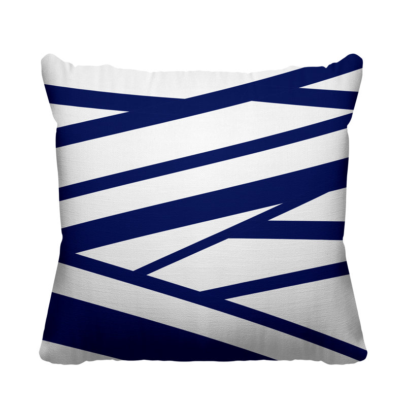 Coussin décoratif intérieur / extérieur Risley Minimalist, H 19 po x l 19 po, Bleu marine, Carré